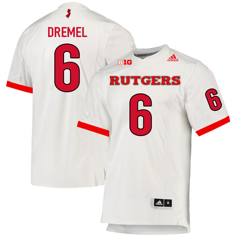Men #6 Christian Dremel Rutgers Scarlet Knights College Football Jerseys Sale-White